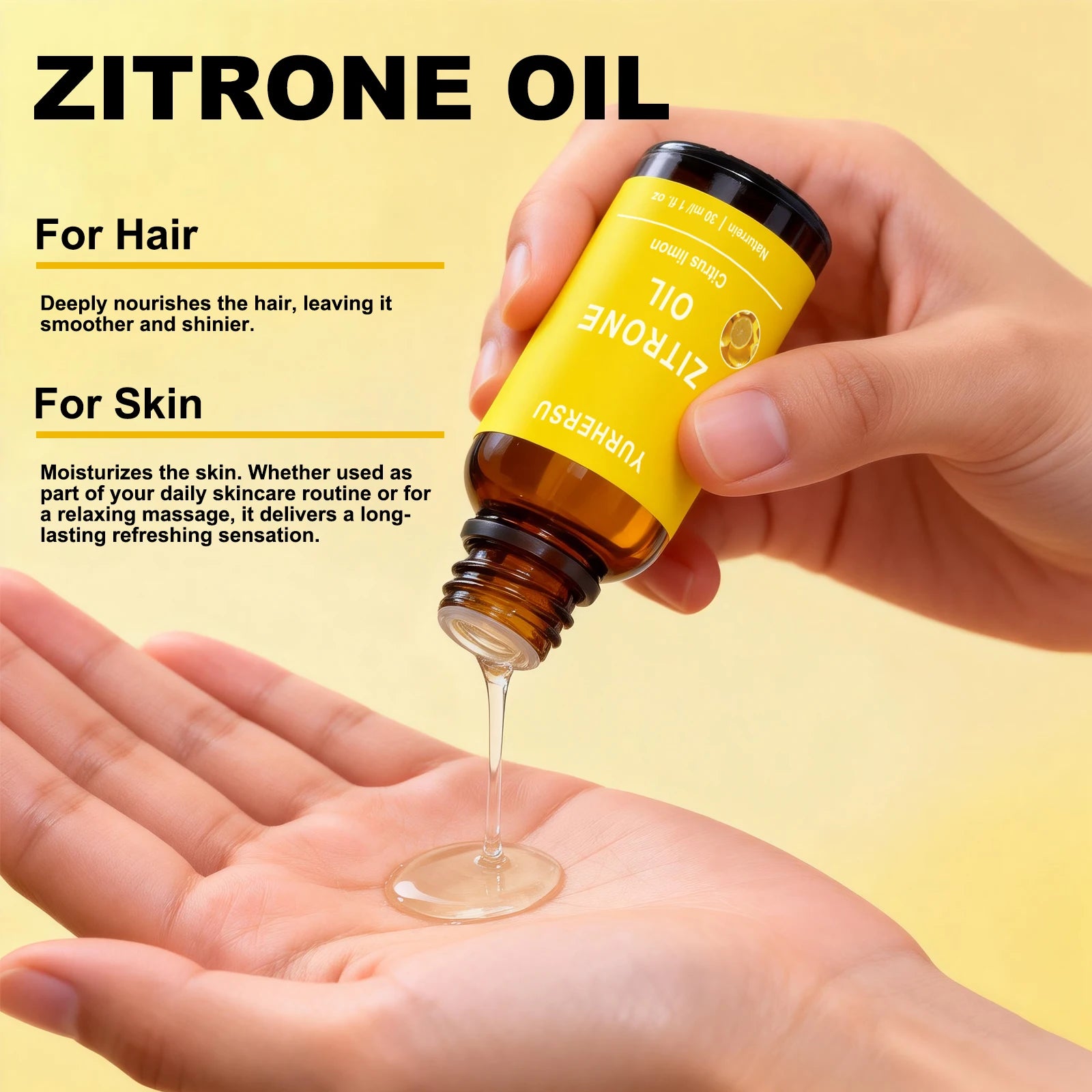 Lemon Essential Oil for Skin 30ml, Brightening, Acne Care, Blend with Carrier Oil, 100% Pure Natural