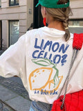 Summer Women's Lemon Graphic Tshirt Cotton Streetwear Oversized Loose Casual Short Sleeve Suitable for All Seasons
