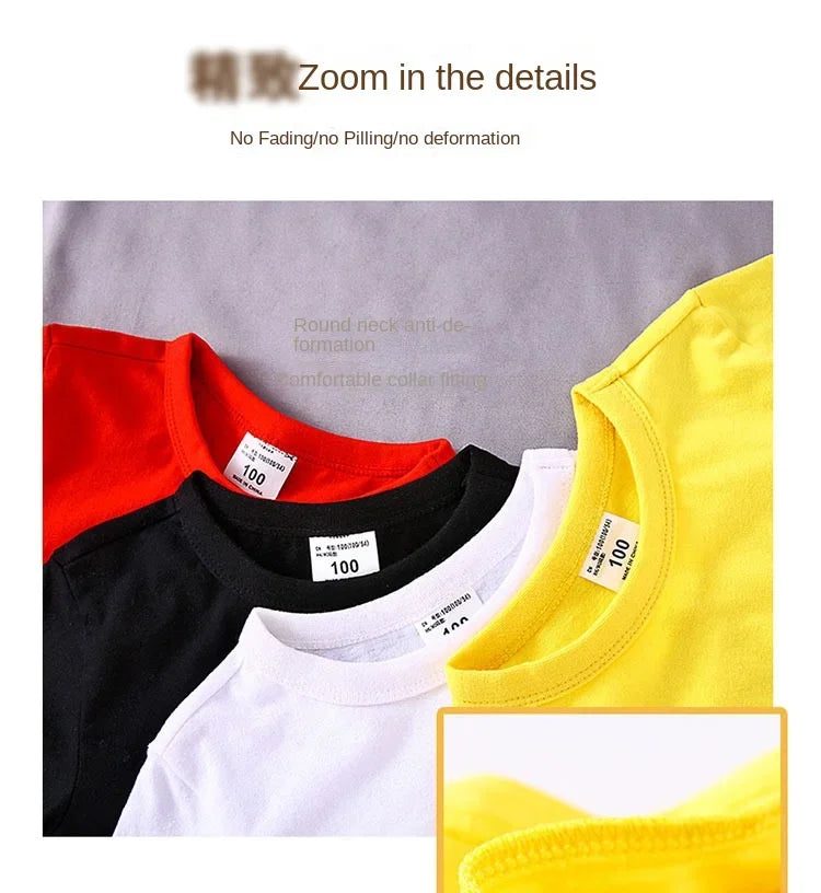Autumn Spring Cotton Children T-shirt  Boys Girls Tees Long Sleeve White Shirt Kids Tops Baby Clothes Solid Black White Yellow