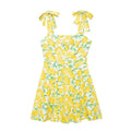 Summer Lemon Print Mini Slip Dress For Women Sweet Square Neck Sleeveless Short Beach Dress Lady Street Holiday Party Vestidos