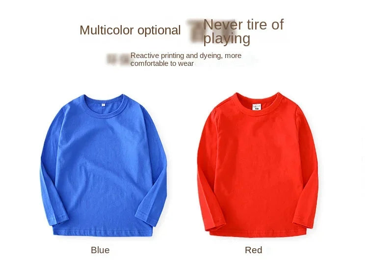 Autumn Spring Cotton Children T-shirt  Boys Girls Tees Long Sleeve White Shirt Kids Tops Baby Clothes Solid Black White Yellow