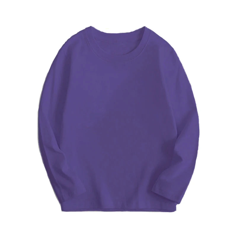 7 Colors Spring Long Sleeve Tees Children's T-shirt Cotton Solid Colour Base Coat Leisure Wear Boys Girls Tops Kids Clothes