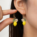 Fashion Cute Yellow Fruit Lemon Little Flower Green Leaf Pendant Metal Chain Adjustable Necklace for Women Summer Jewelry Gifts