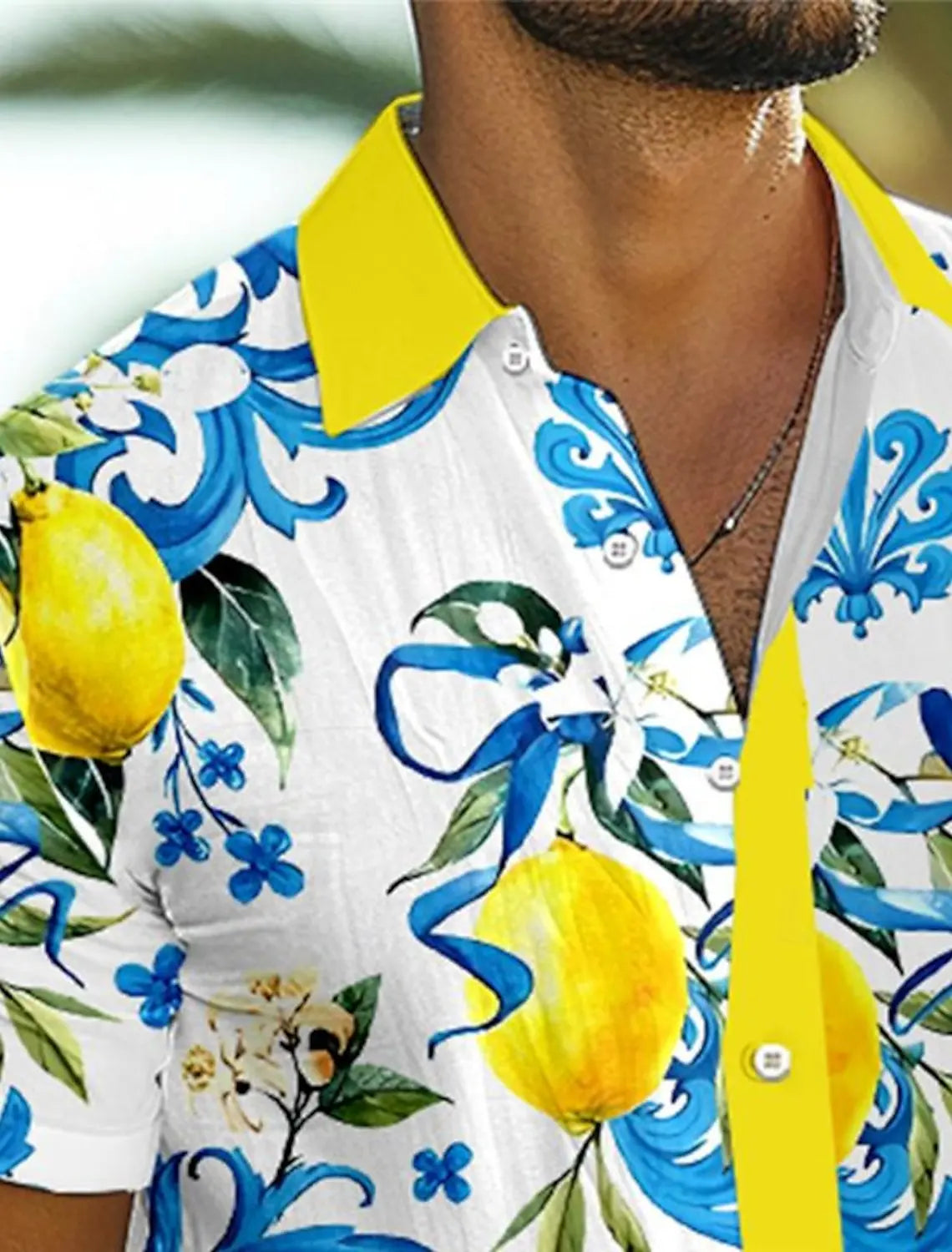 Lemon Tropical Men's Resort Hawaiian 3D Printed Shirt Button Up Short Sleeve tee Summer Beach Shirt Vacation Daily Wear S TO 5XL