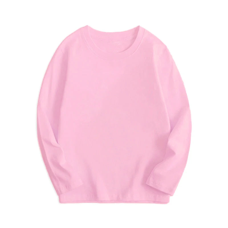 7 Colors Spring Long Sleeve Tees Children's T-shirt Cotton Solid Colour Base Coat Leisure Wear Boys Girls Tops Kids Clothes