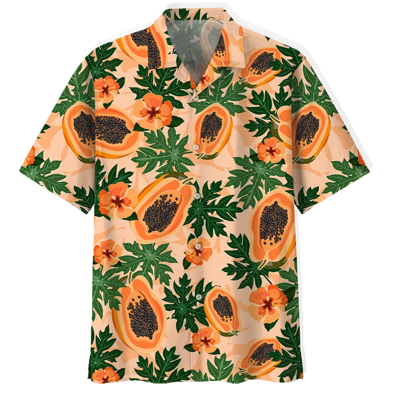 Boy's Shirt Lemon Fruits Pattern Short Sleeve Girl Blouses Fashion Blouses Hawaiian Shirt Boys Clothing 10 to 14 Years Clothes