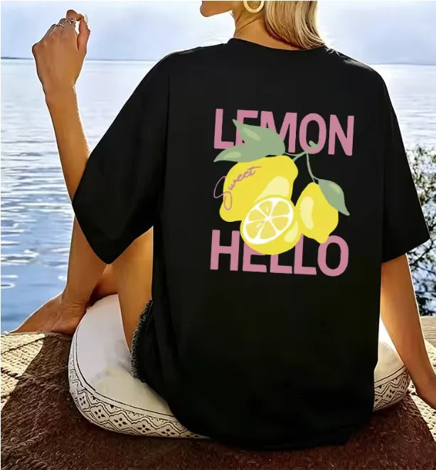 Cute Lemon Sweet Casual T Shirt Fashion Funny Retro Aesthetic T Shirts Men Women T-shirt Round Neck Short Sleeve Tee Shirt