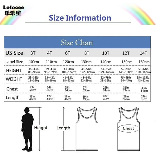 2026 Summer Breathable Vest for Kids Lemon Bicycle Design Tank Tops Thin Cotton T-Shirts Boys Girls Sleeveless