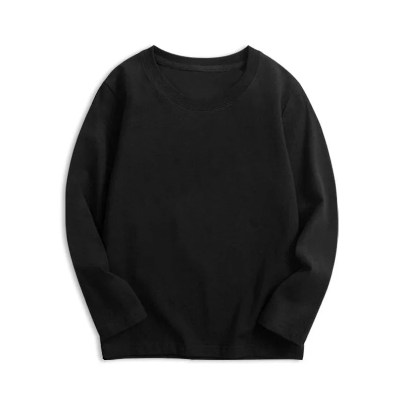 7 Colors Spring Long Sleeve Tees Children's T-shirt Cotton Solid Colour Base Coat Leisure Wear Boys Girls Tops Kids Clothes