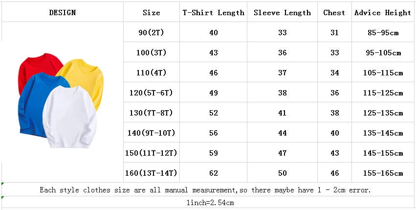 7 Colors Spring Long Sleeve Tees Children's T-shirt Cotton Solid Colour Base Coat Leisure Wear Boys Girls Tops Kids Clothes