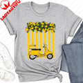 Women's Lemon Scooter Graphic T-Shirt Casual Summer Yellow Striped Print Tee Aesthetic Cotton Tops for Vacation Daily Wear Tops