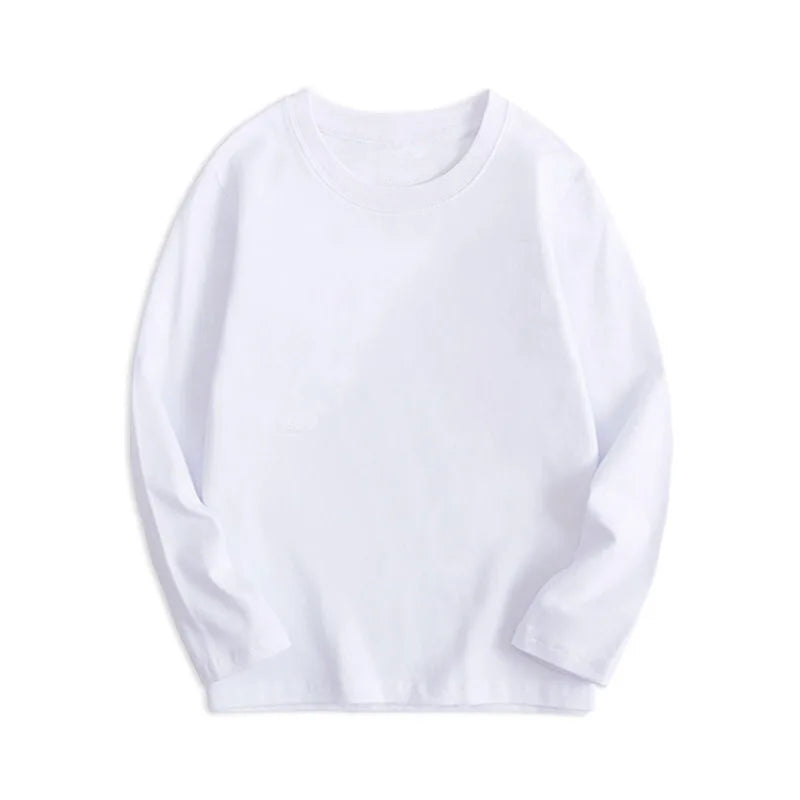 7 Colors Spring Long Sleeve Tees Children's T-shirt Cotton Solid Colour Base Coat Leisure Wear Boys Girls Tops Kids Clothes