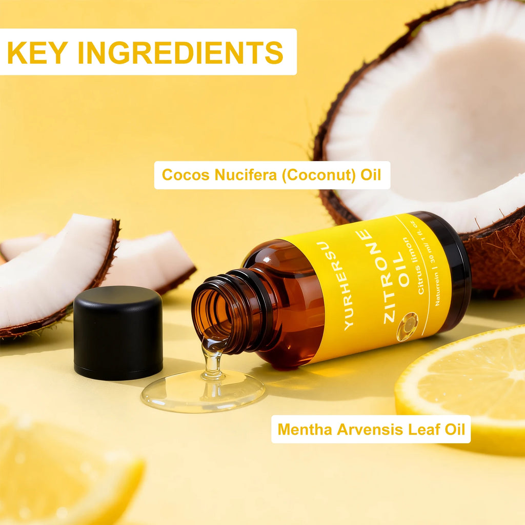 Lemon Essential Oil for Skin 30ml, Brightening, Acne Care, Blend with Carrier Oil, 100% Pure Natural