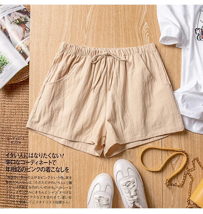 ITOOLIN Casual Linen Shorts Women Gym Workout Shorts Short Pants High Waisted Black Ladies Short Femme Women Shorts Sport Femme