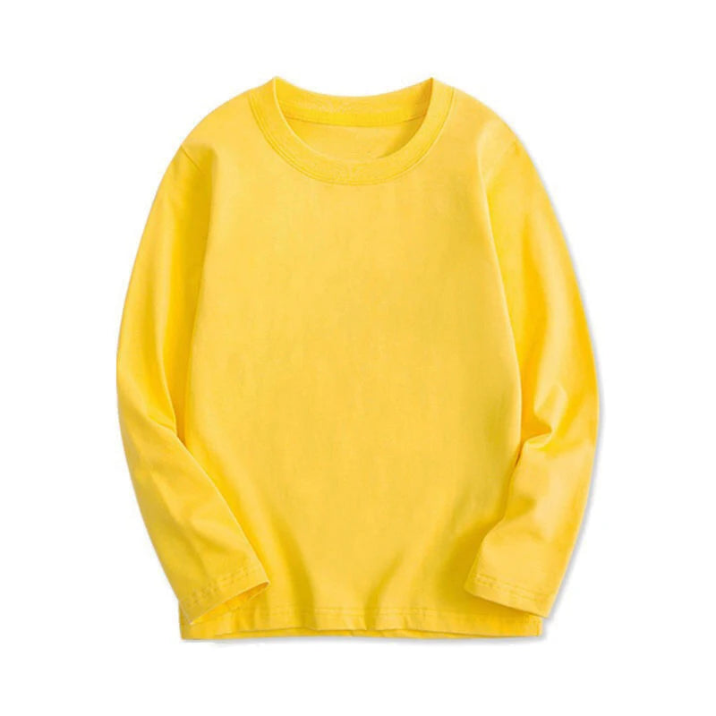 7 Colors Spring Long Sleeve Tees Children's T-shirt Cotton Solid Colour Base Coat Leisure Wear Boys Girls Tops Kids Clothes