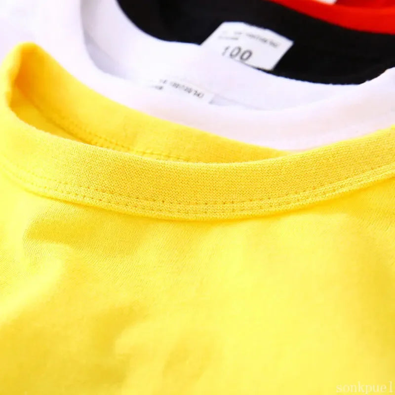 Autumn Spring Cotton Children T-shirt  Boys Girls Tees Long Sleeve White Shirt Kids Tops Baby Clothes Solid Black White Yellow