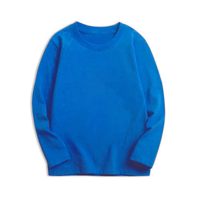 7 Colors Spring Long Sleeve Tees Children's T-shirt Cotton Solid Colour Base Coat Leisure Wear Boys Girls Tops Kids Clothes